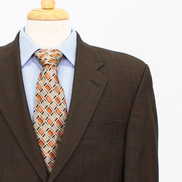 Ralph Lauren 44L Brown Check 2-Button Sport Coat Blazer Jacket P264 - Picture 4 of 10